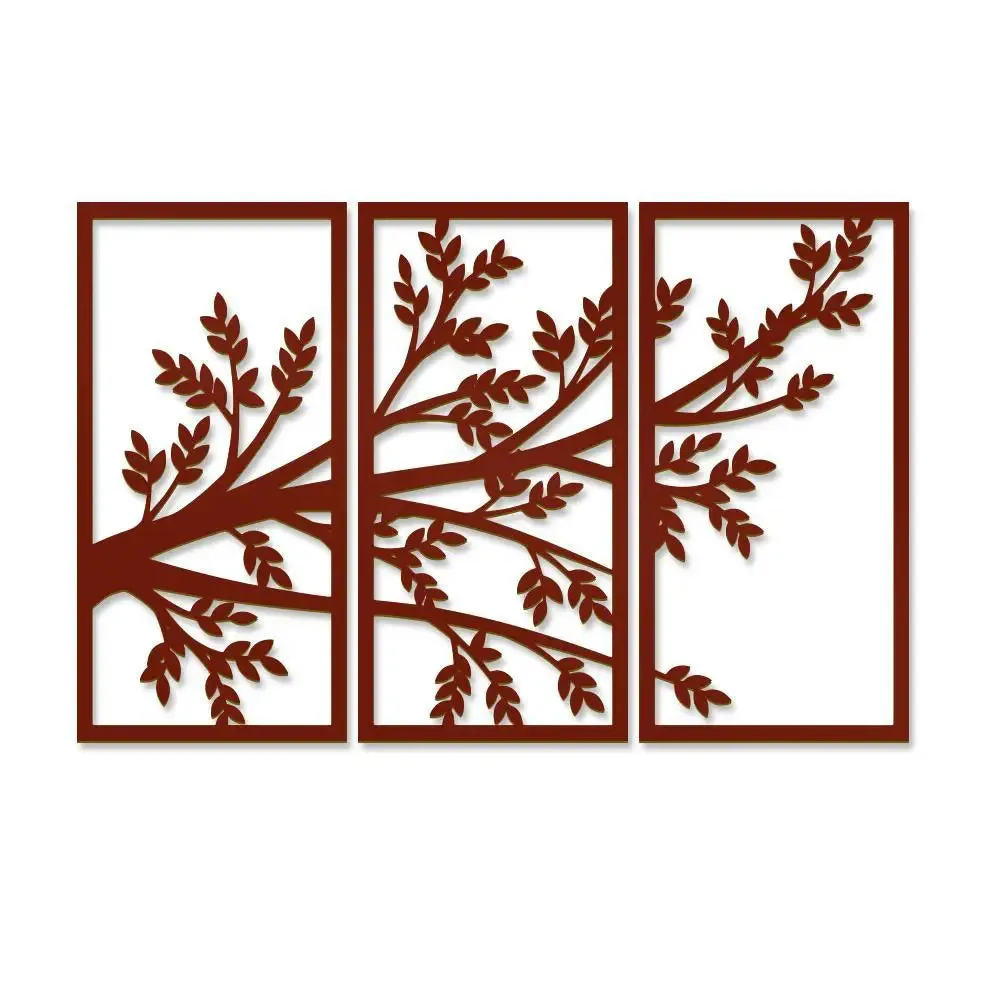 Beautiful Tree Design in Panels Brown Color Wooden Wall Hanging Medium(18 inch X 26 inch)