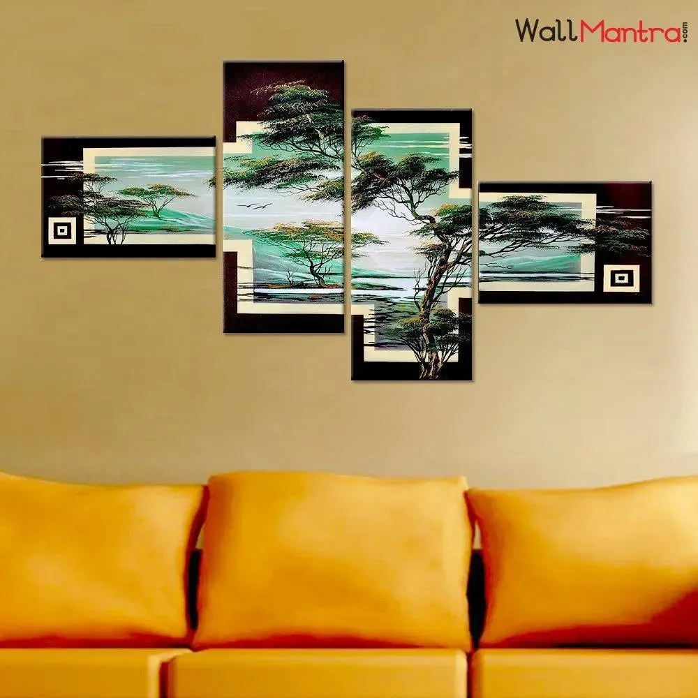 Beautiful Tree Scenery Wall Painting In Canvas