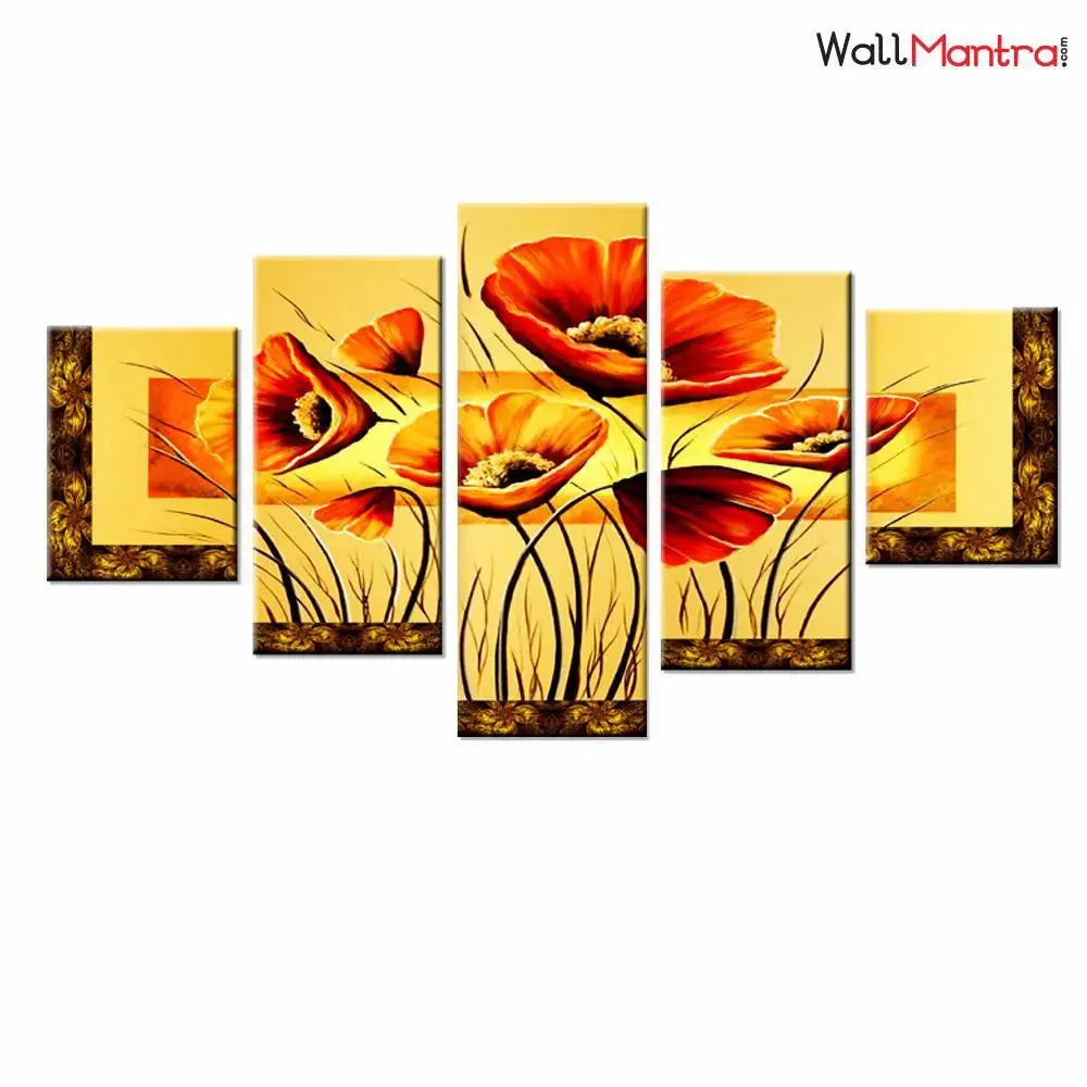 Beautiful Tulips Art 5 Pieces Canvas Print Wall Painting