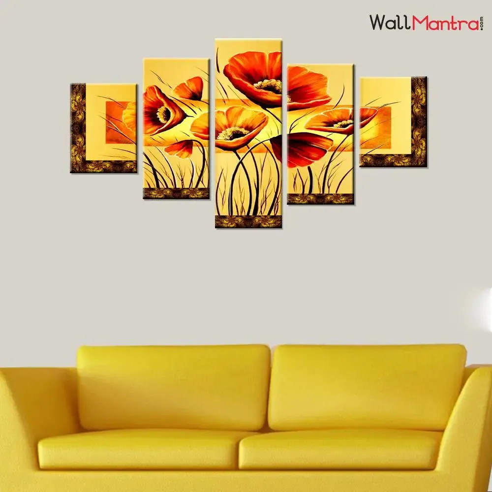 Beautiful Tulips Art 5 Pieces Canvas Print Wall Painting