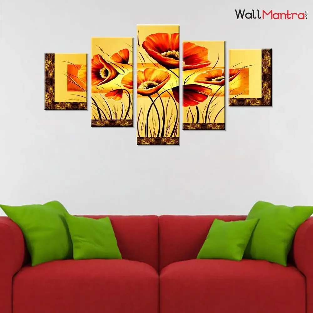Beautiful Tulips Art 5 Pieces Canvas Print Wall Painting
