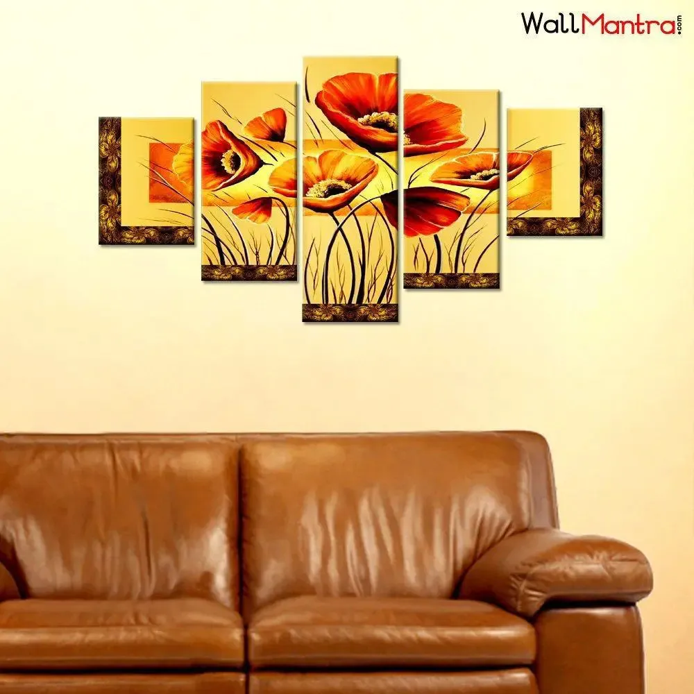 Beautiful Tulips Art 5 Pieces Canvas Print Wall Painting