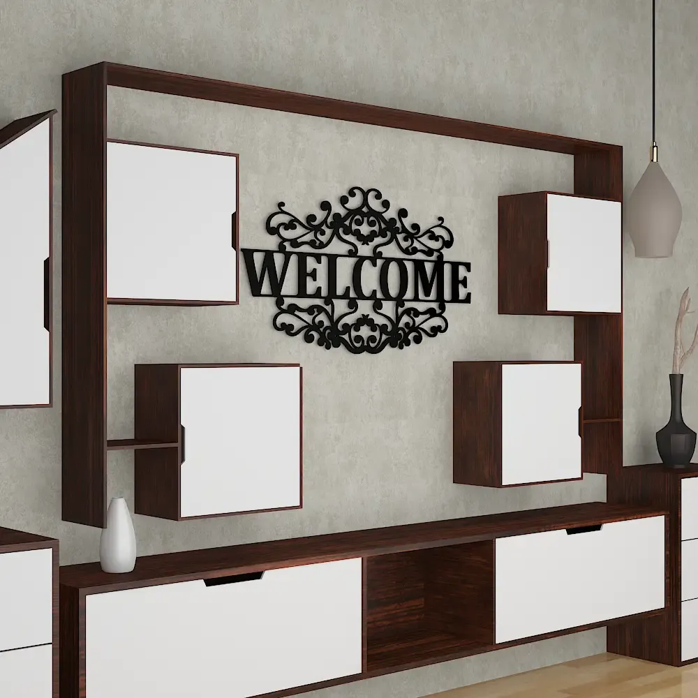 Beautiful Welcome Design Wooden Wall Hanging, Living Room Wooden Wall Decoration Medium(12 inch X 22 inch)
