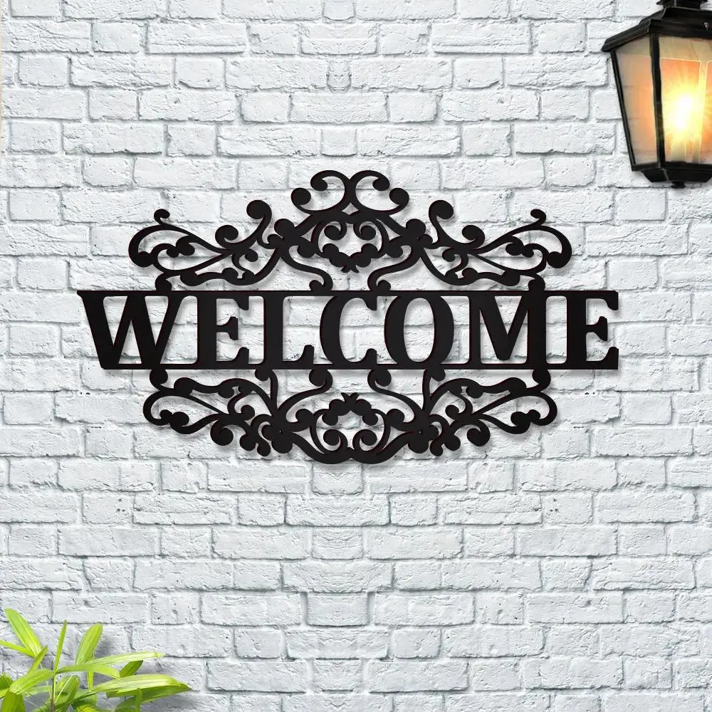 Beautiful Welcome Design Wooden Wall Hanging, Living Room Wooden Wall Decoration Medium(12 inch X 22 inch)
