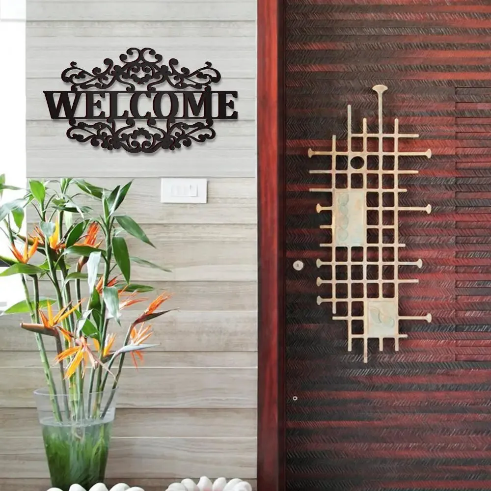 Beautiful Welcome Design Wooden Wall Hanging, Living Room Wooden Wall Decoration Medium(12 inch X 22 inch)