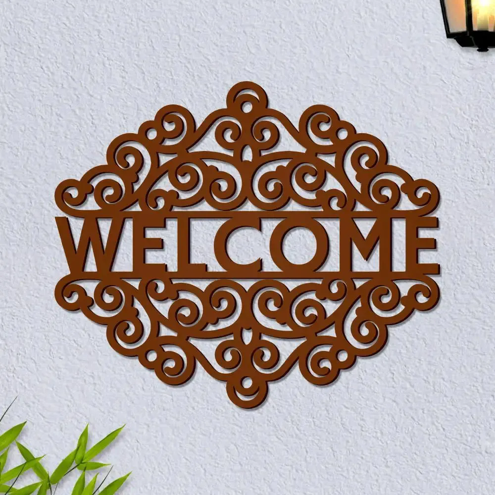 Beautiful Welcome in Brown Color Design Wooden Wall Hanging. Medium(12 inch X 22 inch)