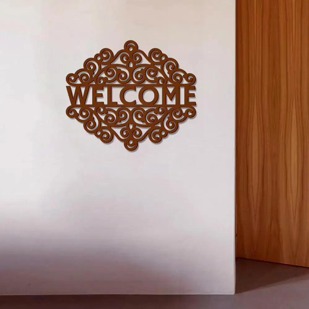 Beautiful Welcome in Brown Color Design Wooden Wall Hanging. Medium(12 inch X 22 inch)