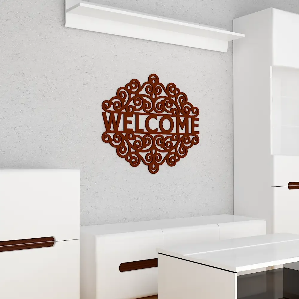 Beautiful Welcome in Brown Color Design Wooden Wall Hanging. Medium(12 inch X 22 inch)