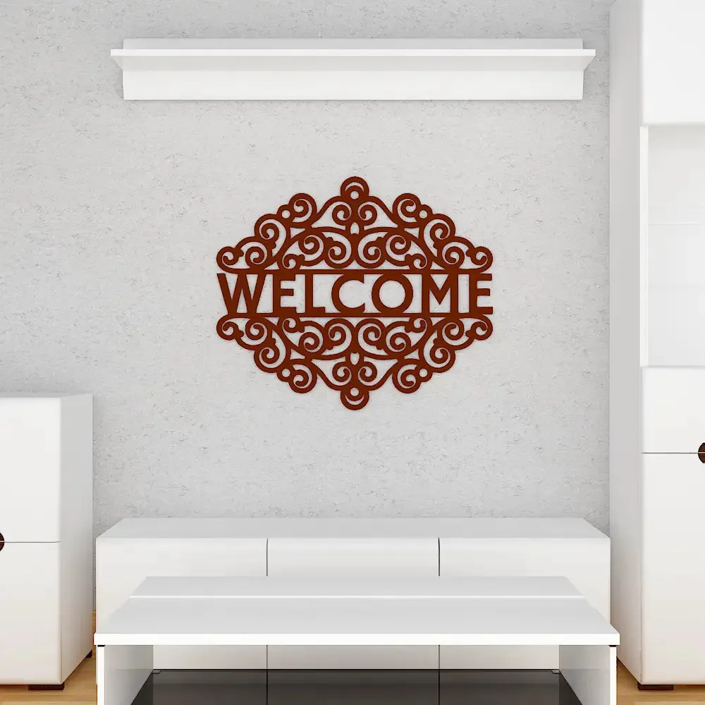 Beautiful Welcome in Brown Color Design Wooden Wall Hanging. Medium(12 inch X 22 inch)