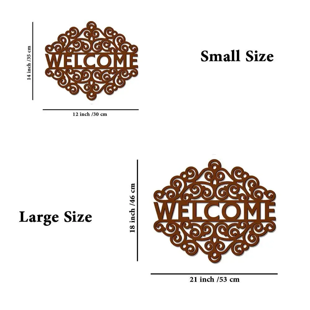 Beautiful Welcome in Brown Color Design Wooden Wall Hanging. Medium(12 inch X 22 inch)