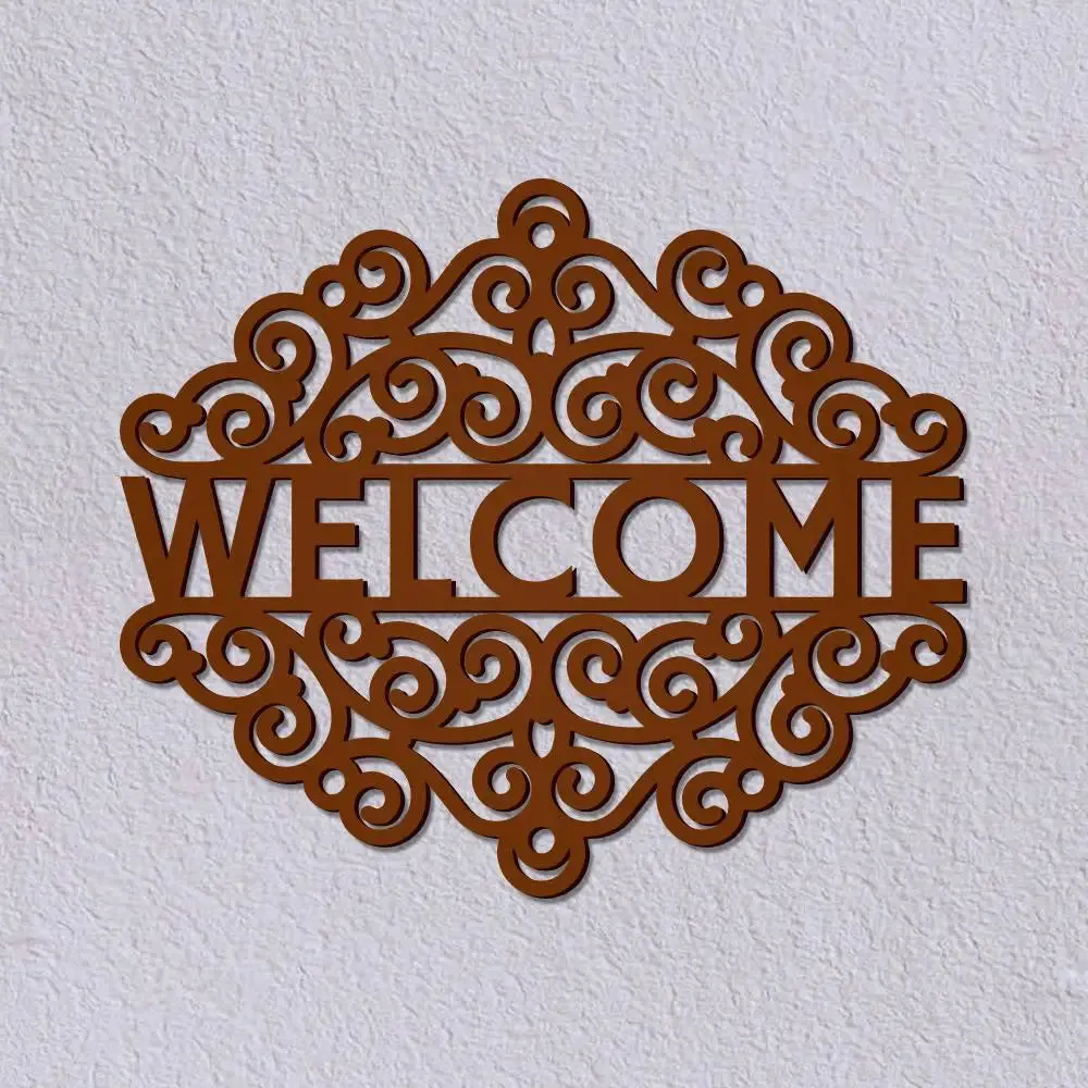 Beautiful Welcome in Brown Color Design Wooden Wall Hanging. Medium(12 inch X 22 inch)