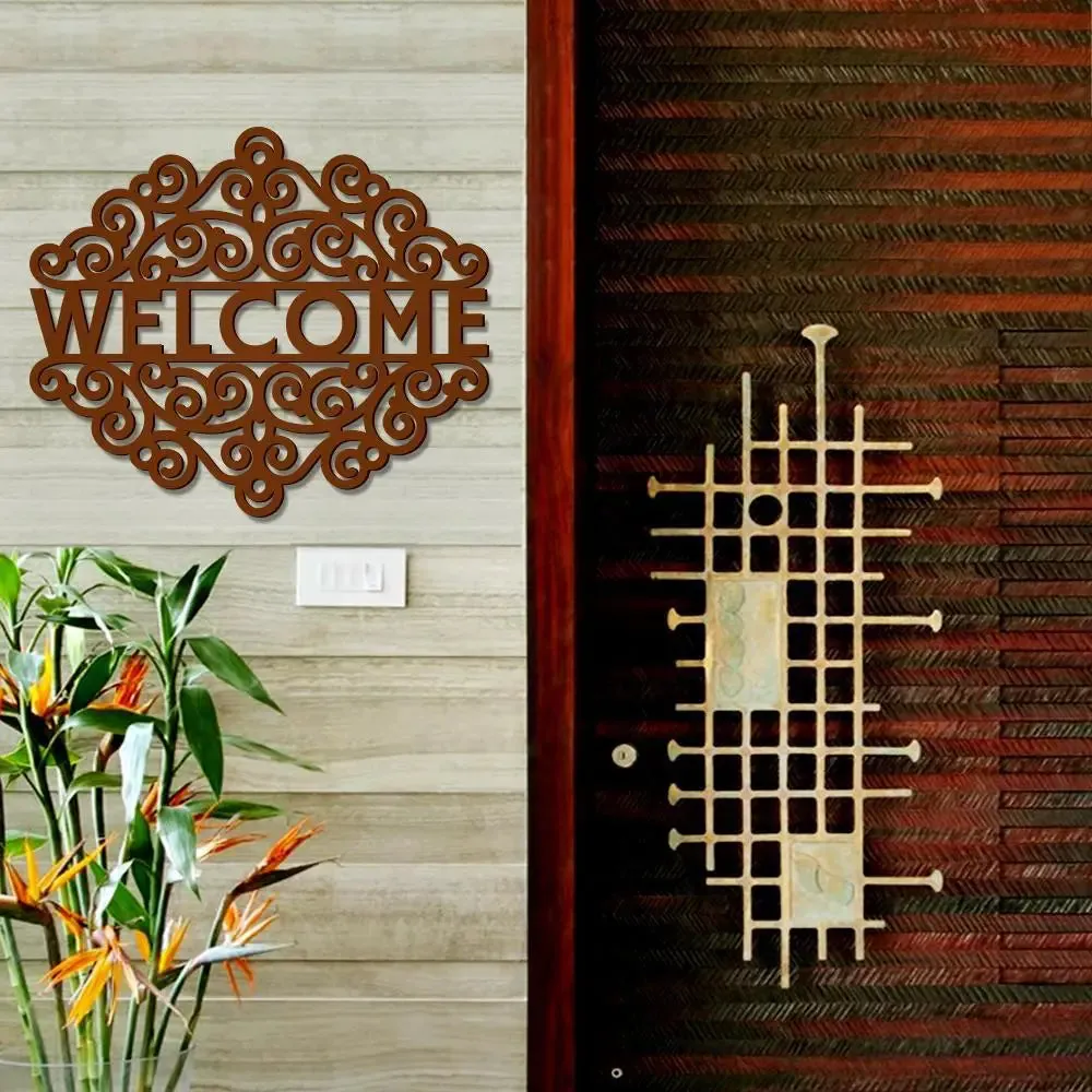 Beautiful Welcome in Brown Color Design Wooden Wall Hanging. Medium(12 inch X 22 inch)