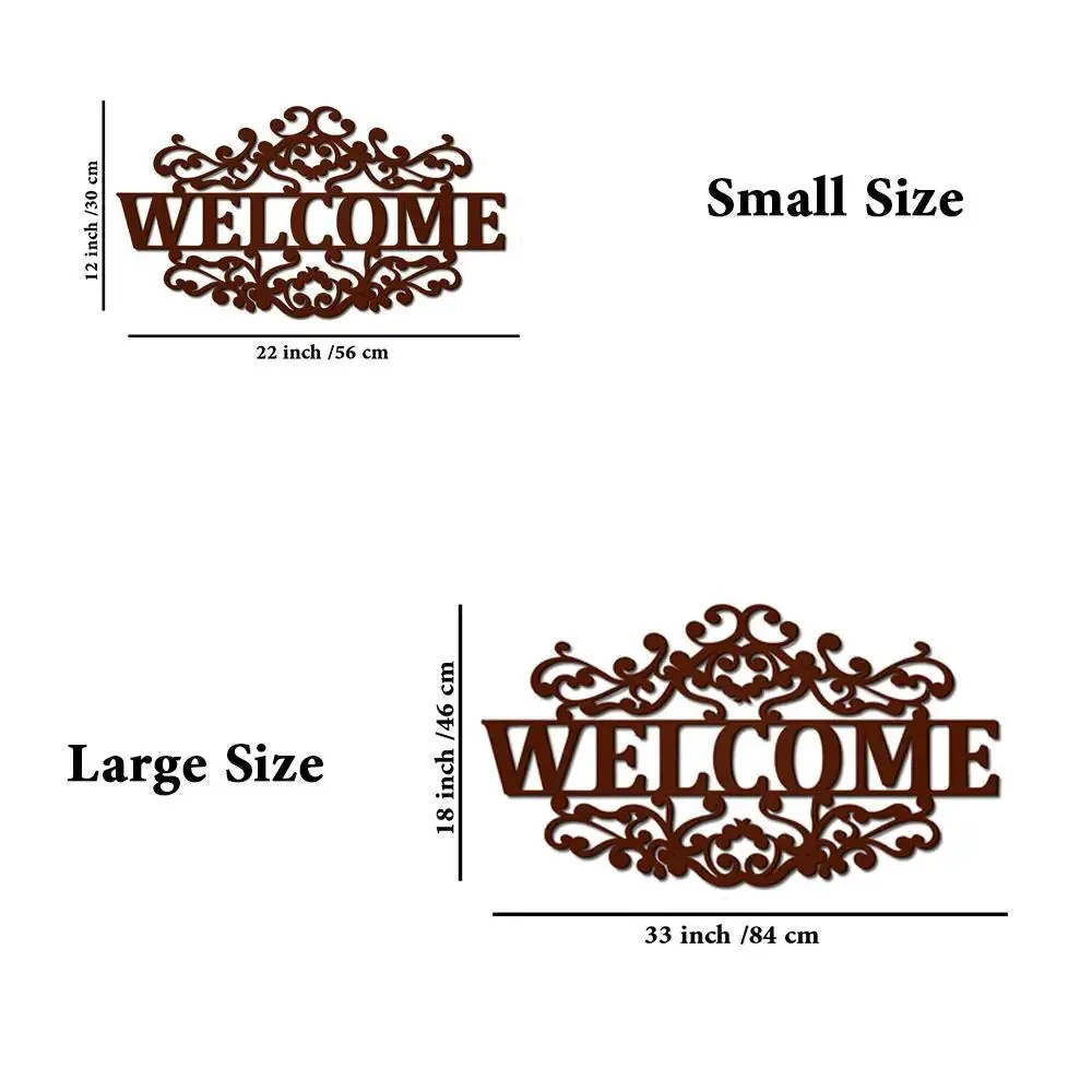 Beautiful Welcome in Mahogany Brown Color Design Wooden Wall Hanging. Medium(12 inch X 22 inch)