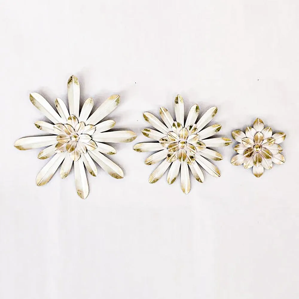 Beautiful White Flower Metal Wall Décor Set Of 3