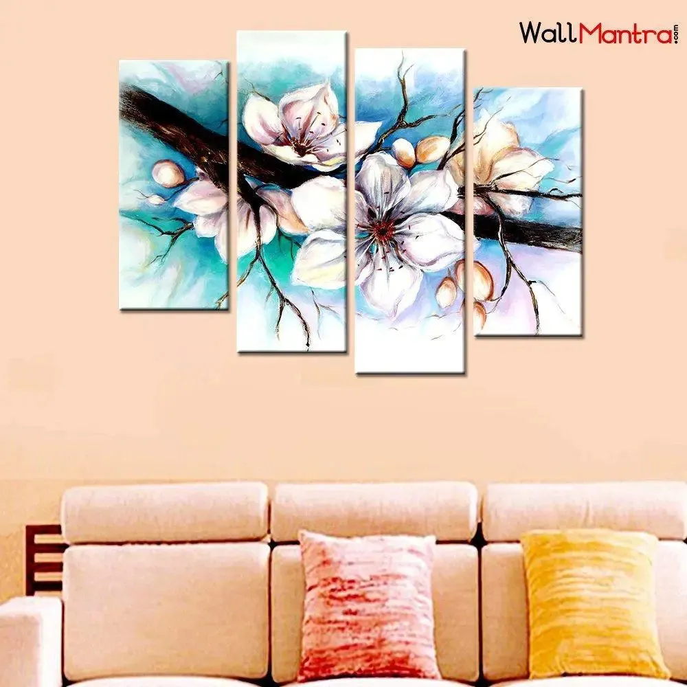 Beautiful White Flower Premium Quality Canvas Painting