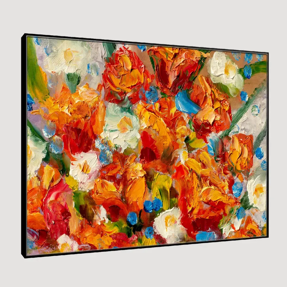 Beautiful Wild Roses Abstract Design Canvas Wall Painting / Framed Wall Art With Frame