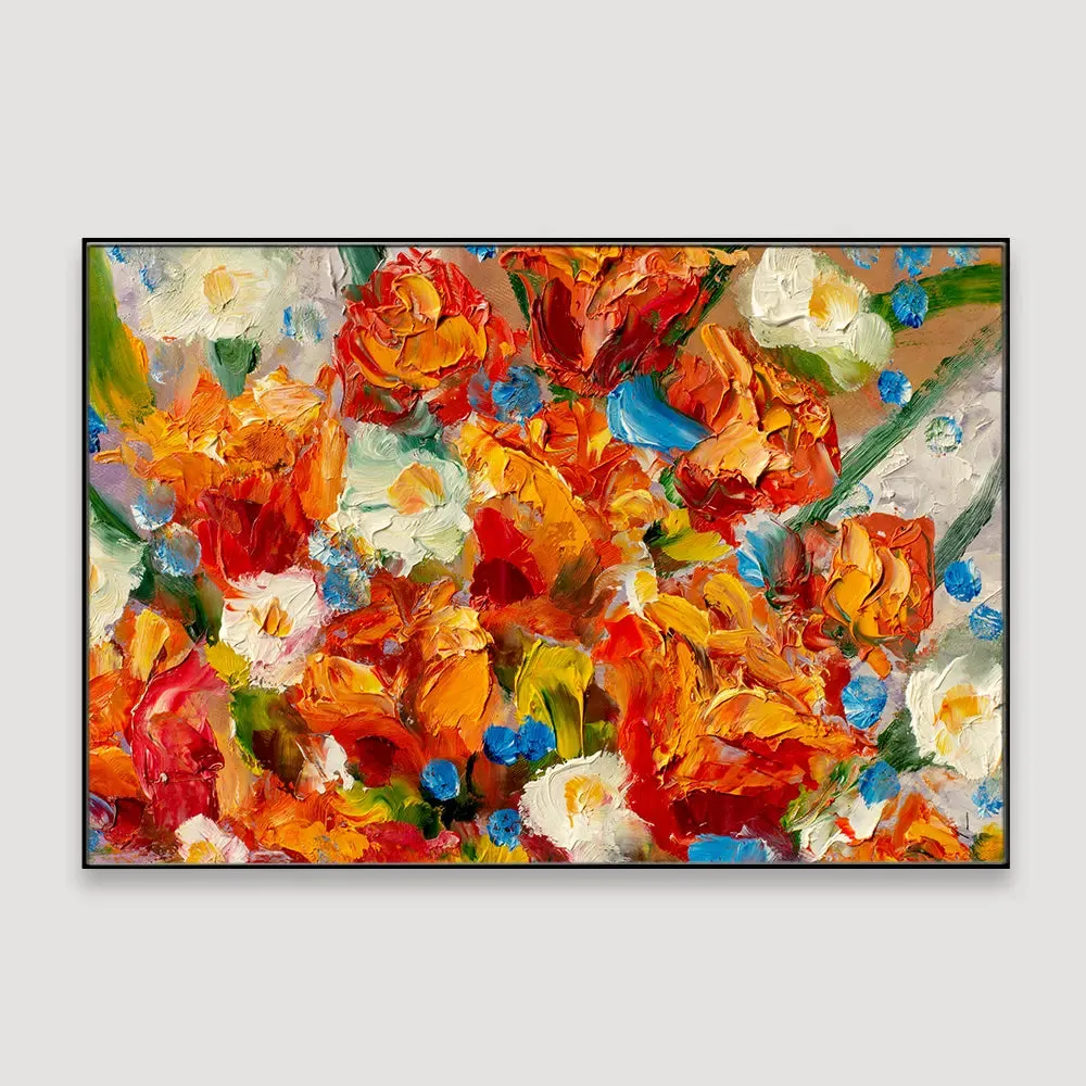 Beautiful Wild Roses Abstract Design Canvas Wall Painting / Framed Wall Art With Frame
