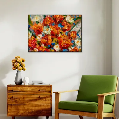 Beautiful Wild Roses Abstract Design Canvas Wall Painting / Framed Wall Art