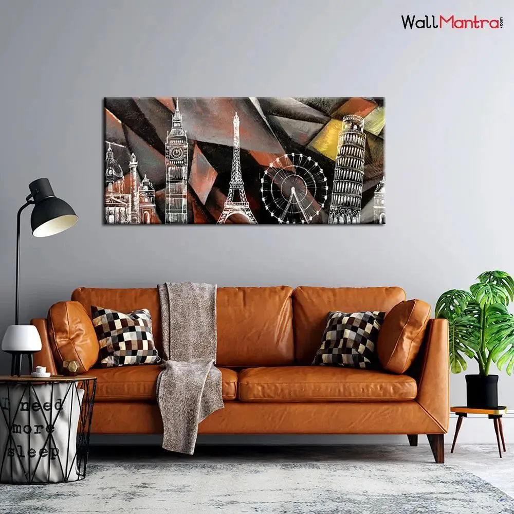 Beautiful World Famous Monuments Scenery Wall Painting & Art Canvas Printed With Frame