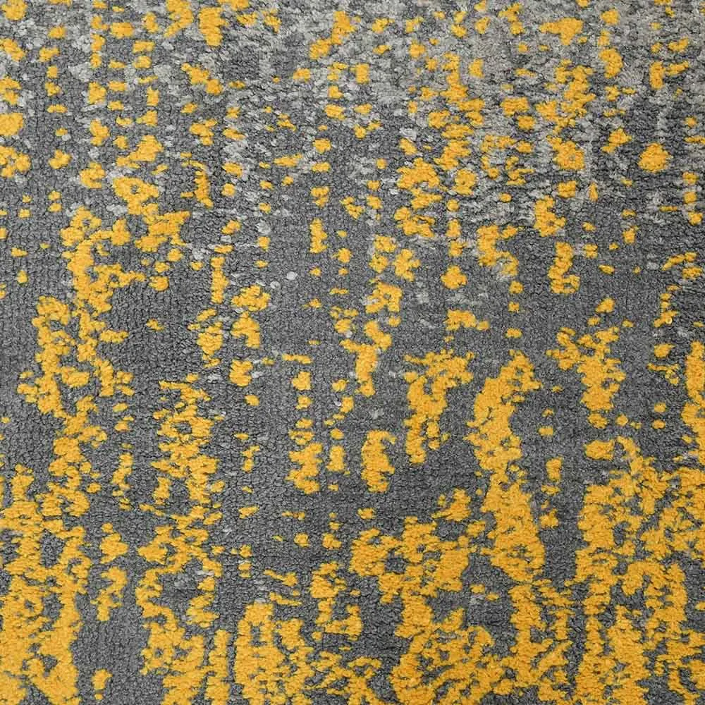 Beautiful Yellow and Grey Abstract Print Polyester Carpet for Living Room 2X5