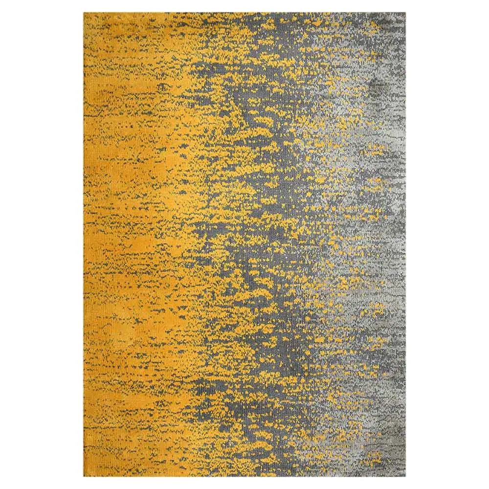 Beautiful Yellow and Grey Abstract Print Polyester Carpet for Living Room 2X5