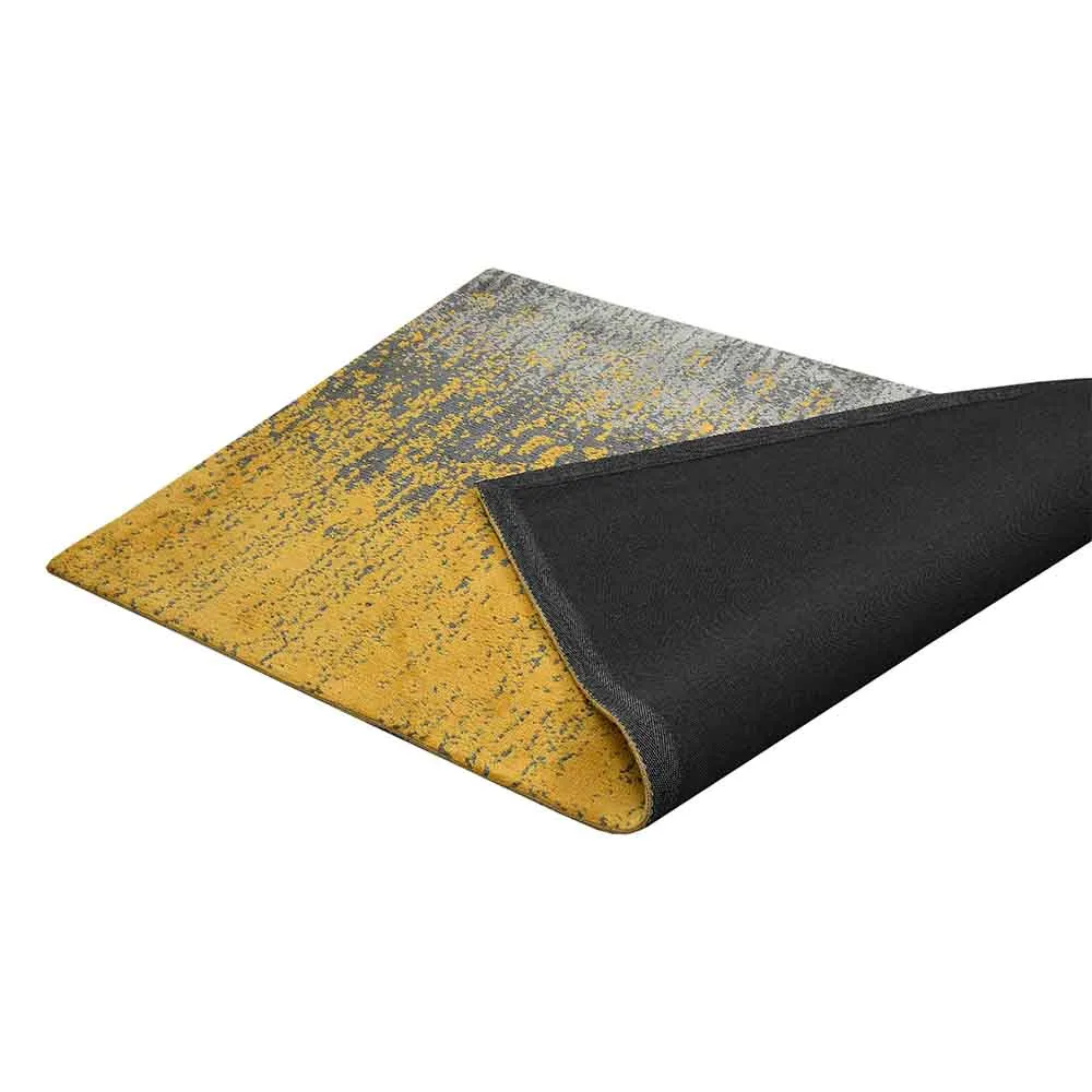 Beautiful Yellow and Grey Abstract Print Polyester Carpet for Living Room 2X5