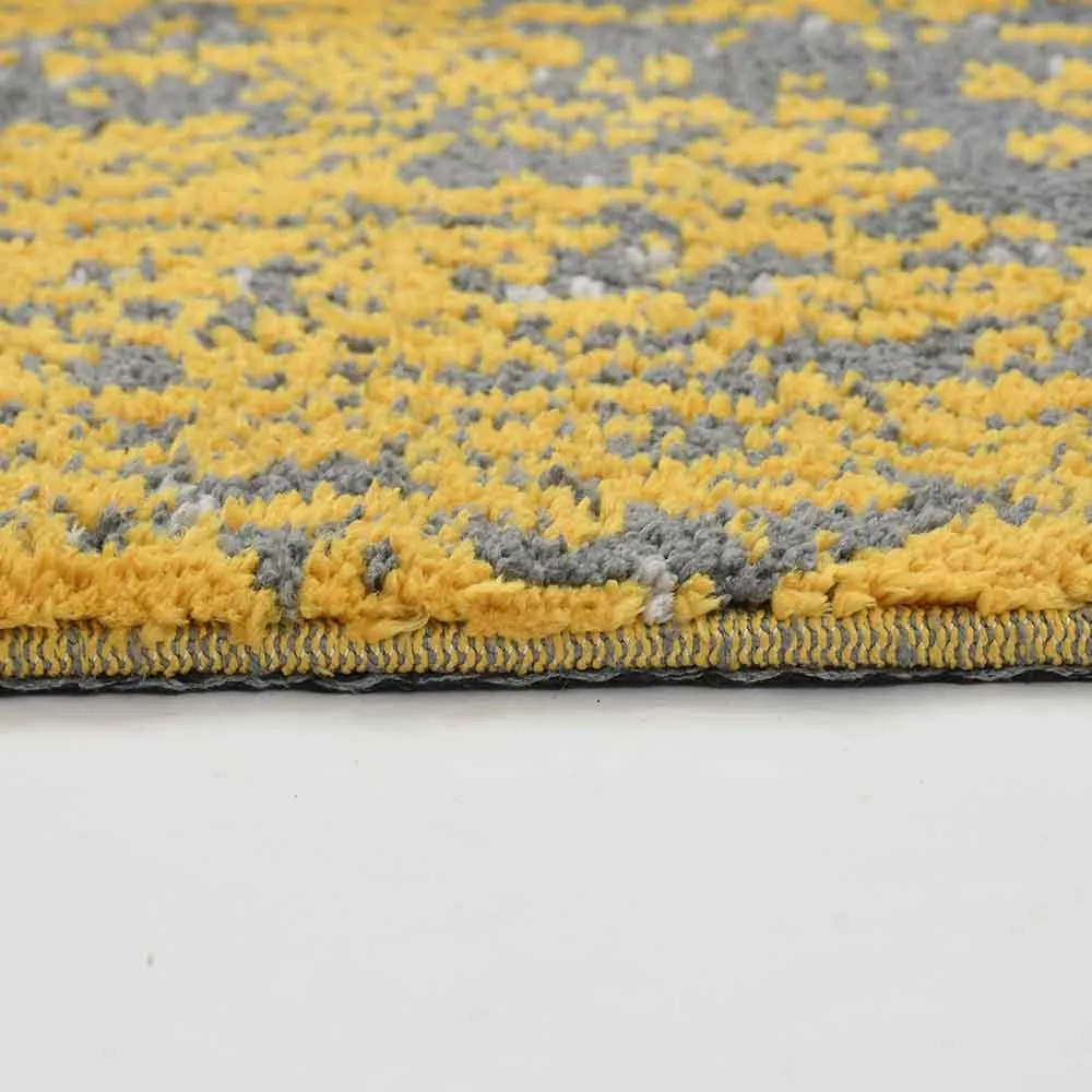 Beautiful Yellow and Grey Abstract Print Polyester Carpet for Living Room 2X5