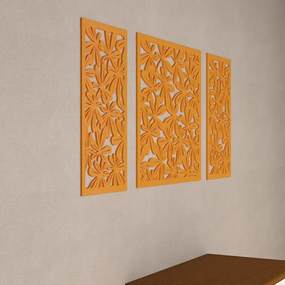 Beautiful Yellow color Flower Design Wooden Wall Hanging. Medium(18 inch X 40 inch)