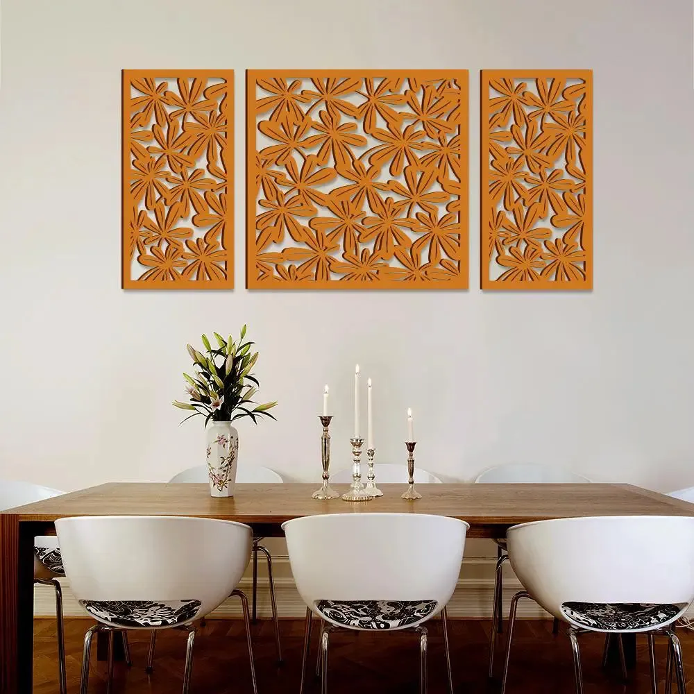 Beautiful Yellow color Flower Design Wooden Wall Hanging. Medium(18 inch X 40 inch)