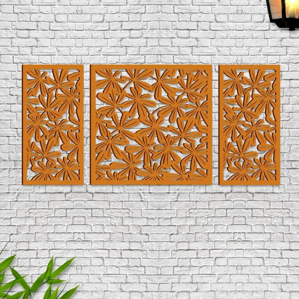 Beautiful Yellow color Flower Design Wooden Wall Hanging. Medium(18 inch X 40 inch)