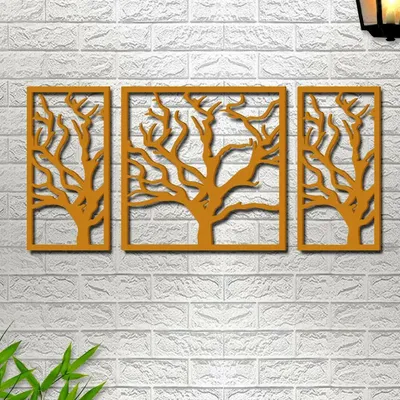 Beautiful Yellow color Tree Design Wooden Wall Hanging, Living Room Wooden
