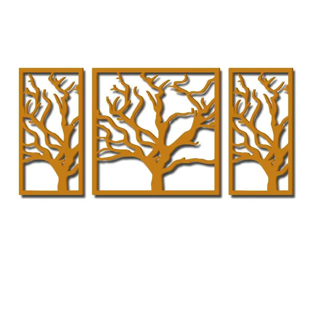 Beautiful Yellow color Tree Design Wooden Wall Hanging, Living Room Wooden Medium(18 inch X 40 inch)