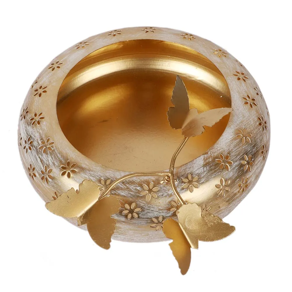 Beautifully Crafted White & Gold Tyre Urli Set of 3