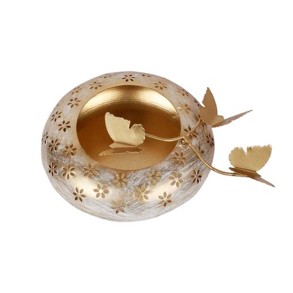Beautifully Crafted White & Gold Tyre Urli Set of 3