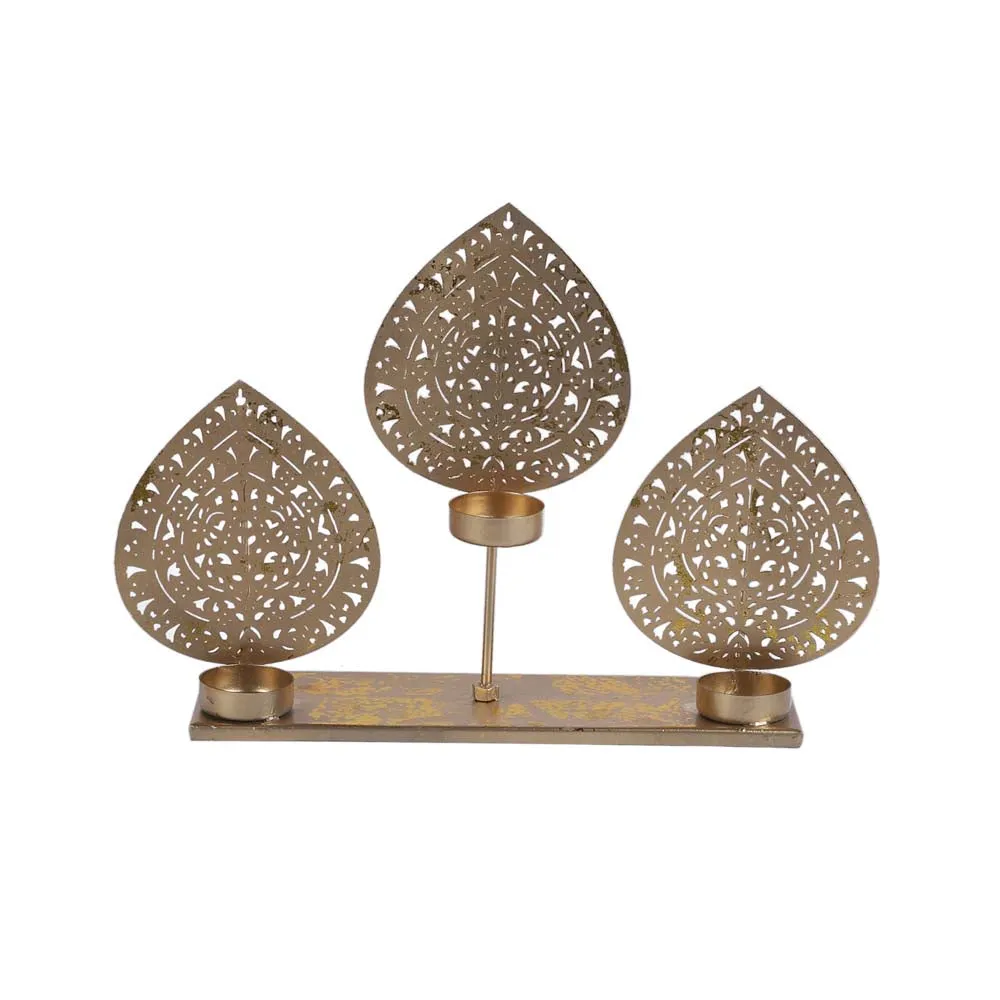 Beetle Leaves Designer Metal Tea Light Candle Holder