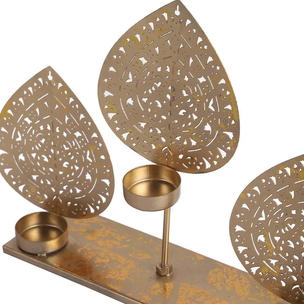 Beetle Leaves Designer Metal Tea Light Candle Holder