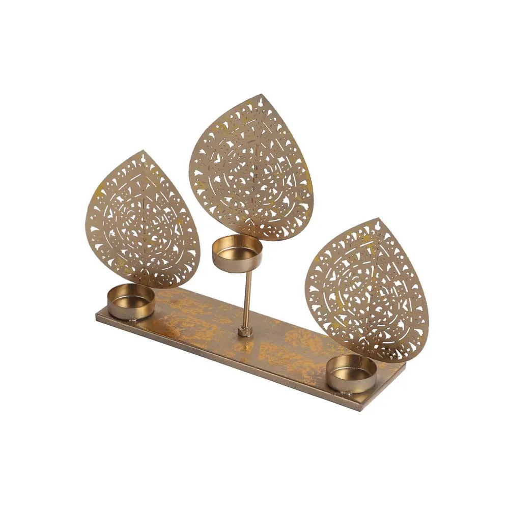 Beetle Leaves Designer Metal Tea Light Candle Holder