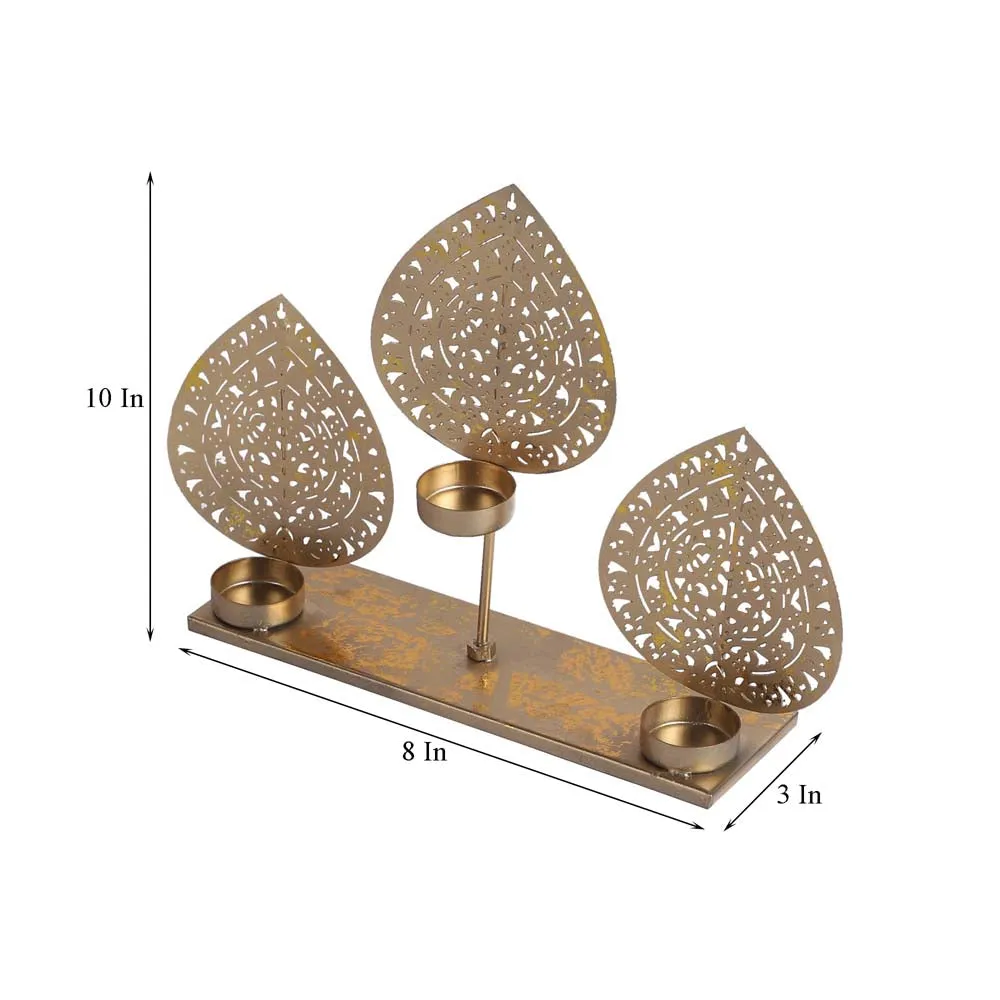 Beetle Leaves Designer Metal Tea Light Candle Holder