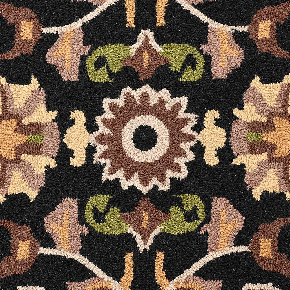 Beige & Black Traditional Print Hand Tufted Wool Carpet for Living Room 4X6