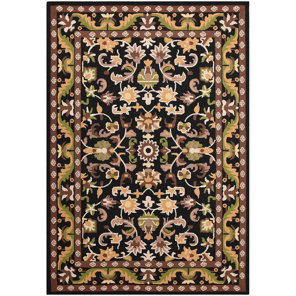 Beige & Black Traditional Print Hand Tufted Wool Carpet for Living Room 4X6