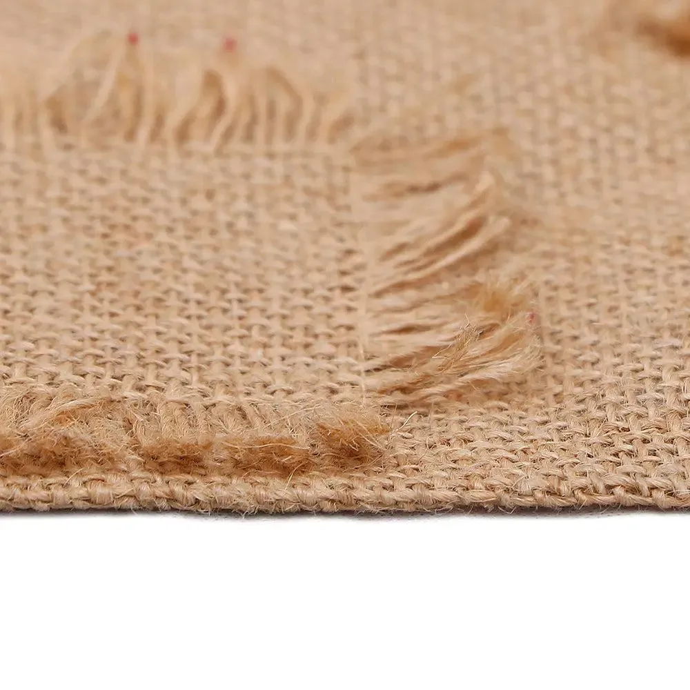 Beige Checkered Jute Placement Set Of 4