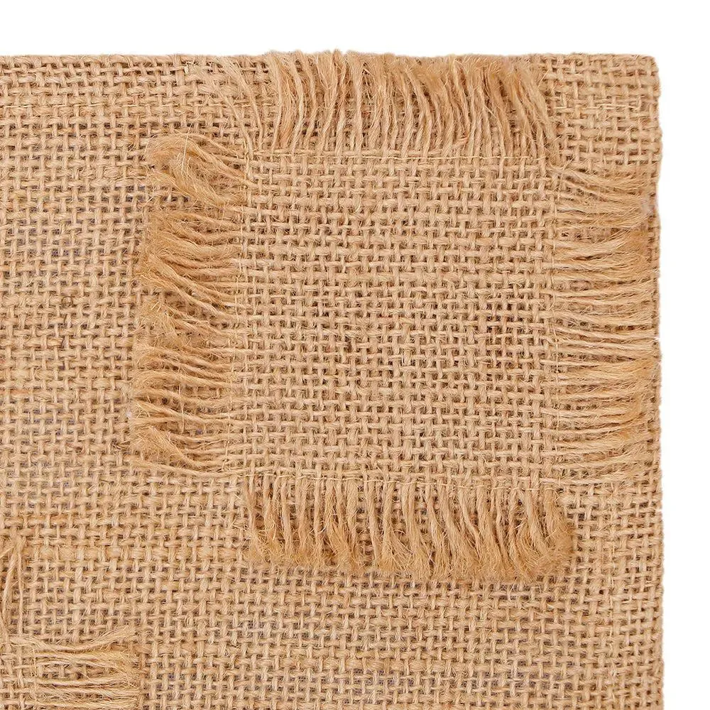 Beige Checkered Jute Placement Set Of 4