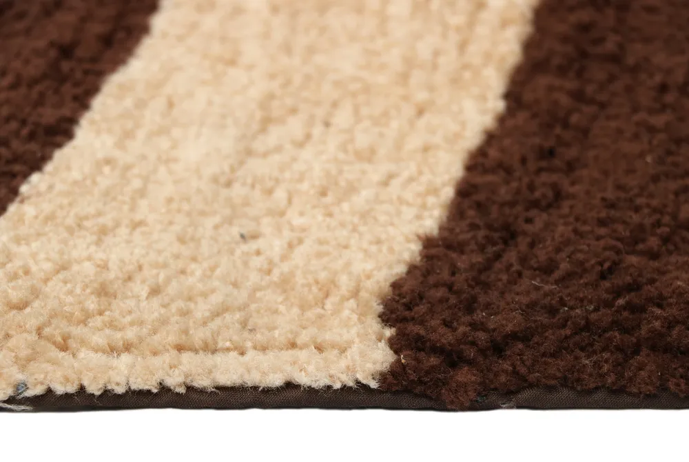 Beige & Coffee Spiral Designer Polyester Bedside Runner