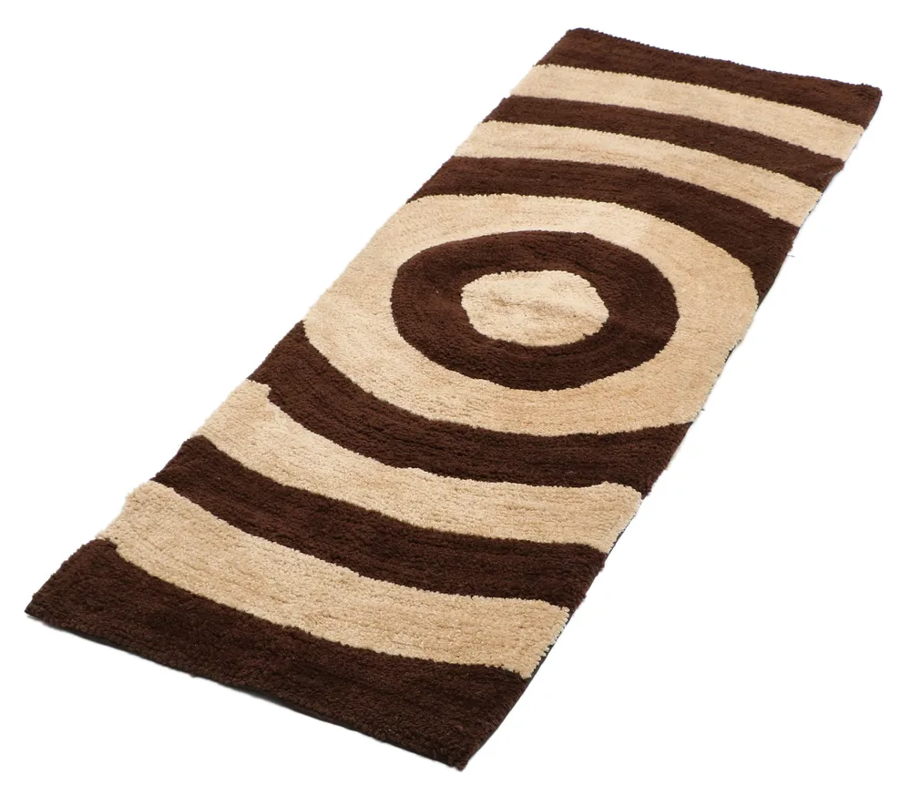 Beige & Coffee Spiral Designer Polyester Bedside Runner