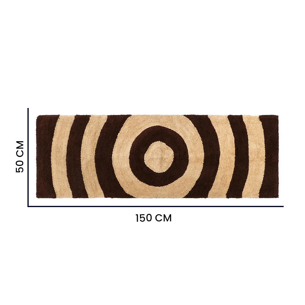 Beige & Coffee Spiral Designer Polyester Bedside Runner