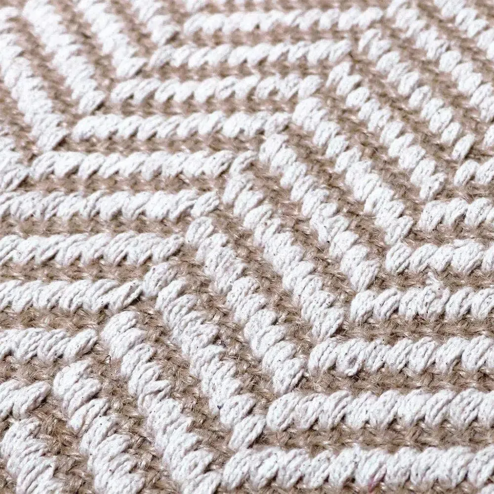 Beige Intricate Handwoven Jute & Cotton Area Rug (60 x 90) cm