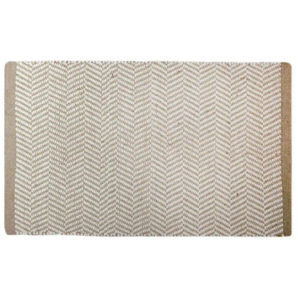 Beige Intricate Handwoven Jute & Cotton Area Rug (70 x 140) cm