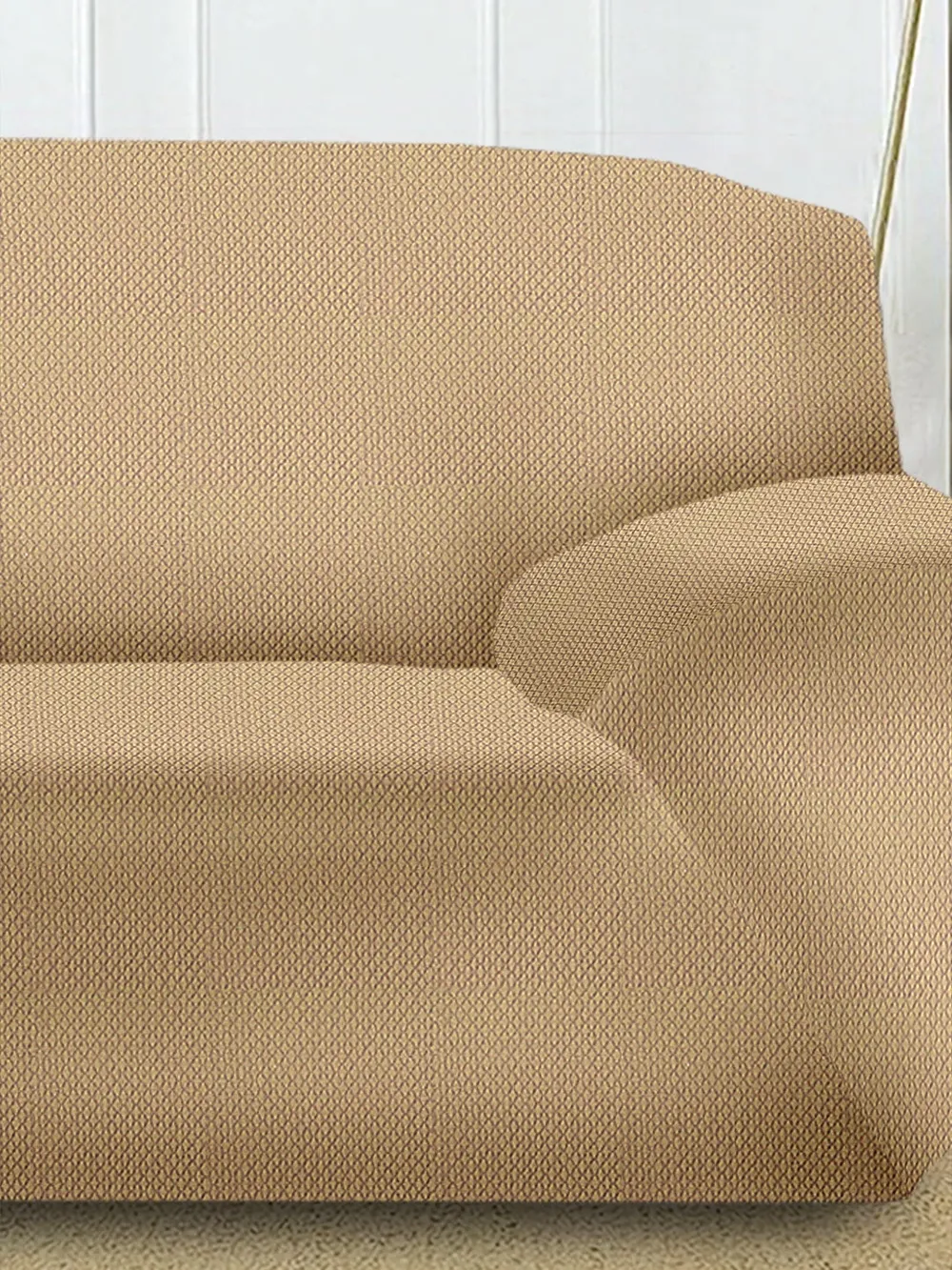 Beige Jacquard Sofa Cover Pack of 1 One Seater Sofa Slipcover