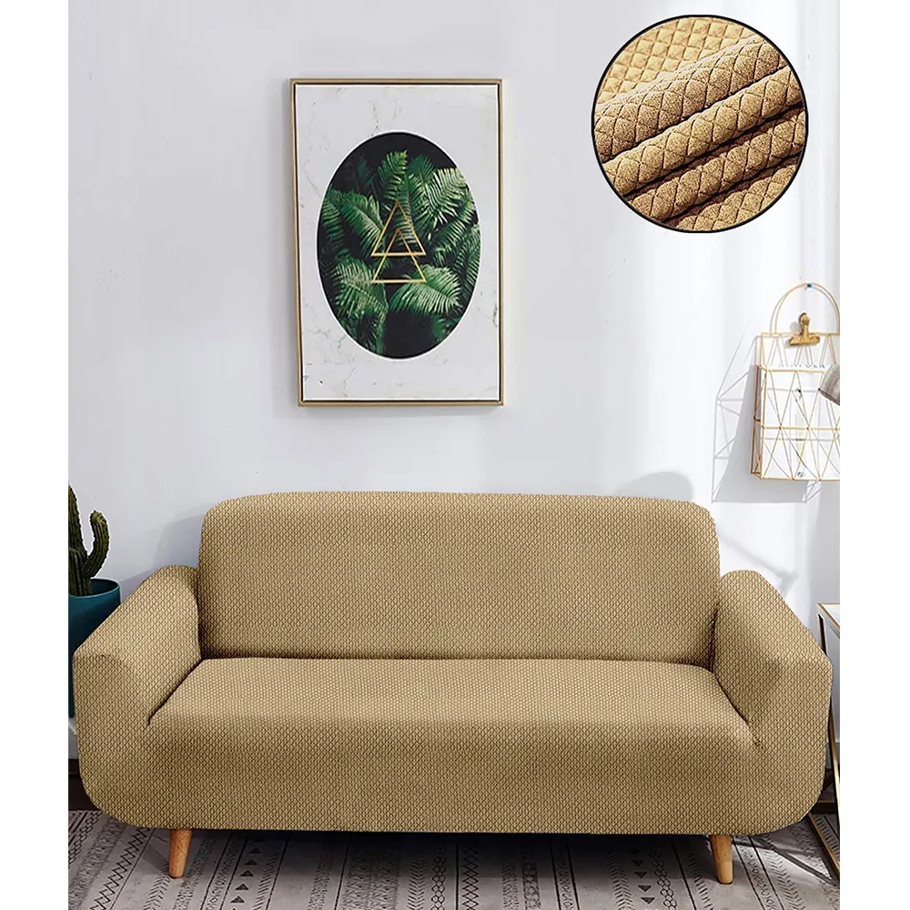 Beige Jacquard Sofa Cover Pack of 1 One Seater Sofa Slipcover