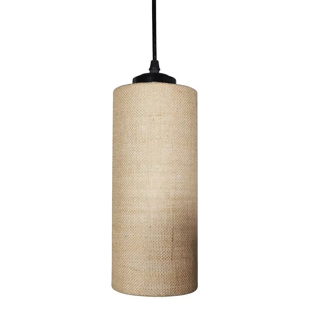 Beige Jute Cylindrical Cluster Hanging Lamp